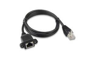 Shenzhen Manoson Black 0.3M 0.5m 1m 1.5m RJ45 Cat5E Male to Female Screw Panel Ethernet LAN Network Extension Cable for Computer