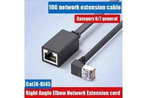 CAT7 RJ45 Elbow/flat 10G Network Cable Category 7 Male to Female Extension Cable 90 Degree Category 6E Router TV Network Cable