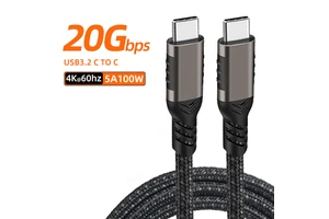 3.2 Gen 20 Gbps Transmission Type-C Data Cable 5A 100W Charging 4K 60Hz HD Video Compatible Cameras Computers Devices