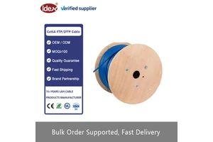 IDEX Cat6A SFTP/FTP Ethernet Cable Blue Plenum 550MHz Bulk 1000ft 23AWG 8-Conductor CCA/Pure Copper CMP CMR Communication Cable