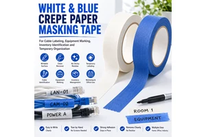Acrylic Single Crepe Paper Masking Tape for Industrial Cable Labeling Equipment Marking Inventory Identification Temporary