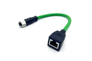 Customized M12 RJ45 Female Connector Gigabit Extension Network Cable 4-Core D-Coded Model RJ0034