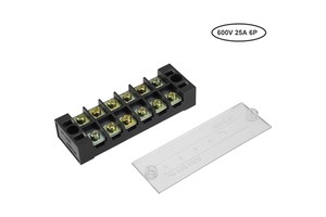 3 4 5 6 8 10 12 Position Fork Terminal Strip 15A/25A/45A Max 600V, Dual Rows Cable Barrier Terminal Block with Insulating Cover