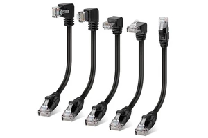 10 Pack 90 Degree Cat 6 Ethernet Extension Cable Indoor Use RJ45 Gigabit Network LAN Patch Cord Multiple Angle Right Angle Cat6