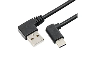 Custom Cable Factory USB2.0 Left Angle AM to Type C Male Angle Charging Cable with PVC Jacket and Coaxial Support