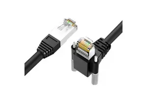 GigE Vision CAT6A Shielded Cable Lockable Right Angle RJ45 to RJ45, Industrial Ethernet Cord for Machine Vision Camera