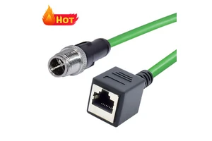 Rigoal Custom M12 8 Pin X-coded Male to Rj45 Connector Industrial Camera Gigabit Ethernet Cable Data Communication