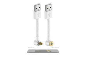 Custom Charging Cable Customized Magnet Pogo Pin 10mm Right Angle 90 Degree to USB a Type Magnetic Cord Cable White Braided Wire