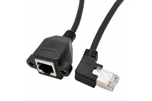 RJ45 Panel Mount Coupler Ethernet Male Female Extension Cord Screw Lock Cat5e Twisted Pair Patch Cable for Computer PVC Jacket