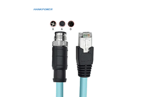 M12 Network Gigabit Cable Industrial Camera Sensor M12 to RJ45 Cat7 4pin 8pin a D X Code Cable