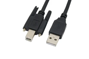 USB2.0 Industrial Camera Printer Data Cable 3A Fast Charging 180 Degree Function Snap-in USB Type B Male with Locking Screw
