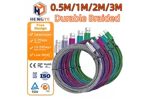 Custom Long Usb-c Data Cables Premium Nylon 1M 3.3FT 2A 3A 3 Meter 2m Usb c Fast Charging Braided Type c Cable for Mobile Phones