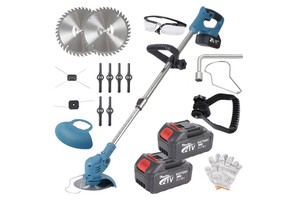 21v Lithium-Ion Weed Wacker Cordless Battery Powered Lawn Edger String Grass Trimmer with Metal Blade