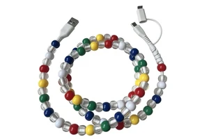 Wholesale Custom Logo Beaded Type-C USB Cable OEM Bulk Fashion Charging Cord for Mobile Phones