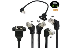 1FT RJ45 Female to Female Screw Panel Mount Ethernet LAN Network Extension Cable OEM Cat 8 Ethernet Cable CAT 5 Sftp Cat 8 20cm