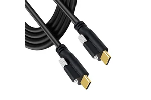 Gold-plated USB C to USB C Cable with Screw Lock Dual Screw Locking Type-C Cable for Industrial Camera Data Transmission