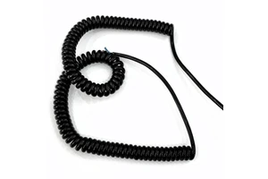 Black PU Spring Power Cord. Spring Wire for Large Machinery and Equipment.