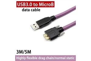 USB to Micro-B data cable for Dahua Hikvision Basler gray dot industrial cameras with lock and high flexible drag chain 3M/5M