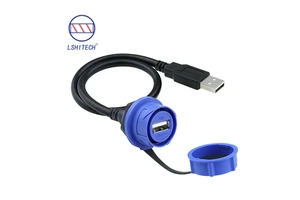 Lshitech High Quality USB Waterproof Female to Male Extension Cable 1.5m-5m Round Rear Nut for Security Camera and Industrial