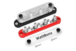 Marine Battery Ground Bus Bar Terminal Block 12V-48V 150A M8 Screw Stud Automotive Car Boat Power Distribution Block with Cover