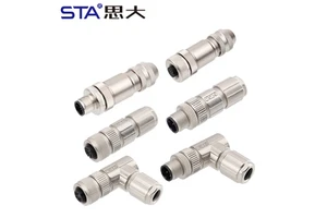M12 Aviation Plug Metal Straight 90 Degree Right Angled Assembled Solder 2 3 4 5 6 8 12 17 Pin Male Female Waterproof Connector