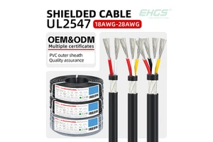 EHGS UL2547 Shielded Multi-Core PVC Cable 300V 80C Tinned Copper Wire for Power Auto Electronic Equipment Signal Control