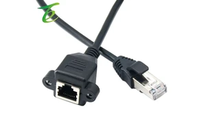 RJ45 network extension cable with screw holes, Category 5 network cable extension cable, male-to-female with ears, Cat5E