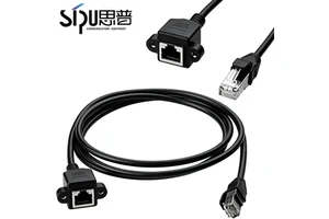 SIPU RJ45 Panel Mount Ethernet Extension Cable Cat5e/Cat6 Bare Copper Conductor Shielded Screw Fix