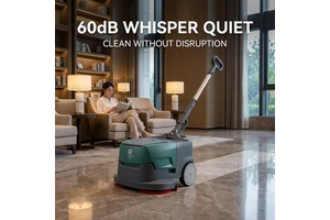 CleanHorse K1 Low Noise Auto Floor Scrubber 60dB Ultra Quiet 15 Inch 24V Lithium Battery for Hospital Hotel Office School
