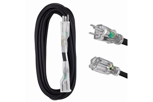50 Ft Black Oil Resistant Industrial Equipment SJTW Heavy Duty Outdoor Extension Cord 12/3 Cable 3 Prong Grounded Plug IP44 US
