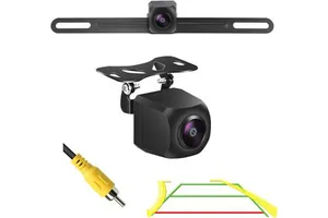 2 in 1 AHD 1080P Trajectory License Plate Backup Camera for Car, Truck, SUV Minivan Pickup, Rear View License Plate Frame Camera