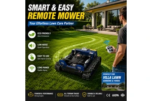 Cordless Electric Remote Control Lawn Mower with Long Battery Life and RC Tracked Kit for Smart Home Garden Grass Cutting