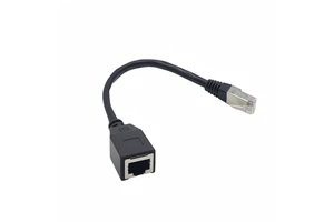 Metabee Cat5e RJ45 Solid Copper Shielded Ethernet Extension Cable Panel Mount 8P8C Network Jack Coupler Strain Relief Black
