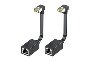 Cat7 7-Conductor Right Angle Ethernet Extension Cables Flat 15cm/6inch 90 Degree LAN Network Patch Cord Male/Female