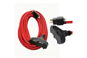 Heavy Duty Construction 50ft Extension Cord 14/3 SJTW Circuit Breaker Plug 3 Prong Multi Outlet Power Cable for Jobsite Drill