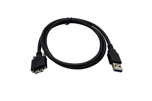 Micro USB 3.0 Industrial Camera Data Transfer Cable Double Shielded Braided Jacket Copper Conductor 30 AM to Micro B Screw-Fixed