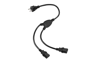 CE EU 3 Pin to 2 C13 Y Splitter to 2 Way Outlet PDU Adapter Straight Plug Power Supply Extension Cords for Data Server