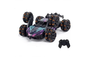 2.4 GHz RC Stunt Car 4WD Off-Road Truck with 360 Flips 6 Wheels Drift Racing Light Spray Follow Me Feature-Model Toy
