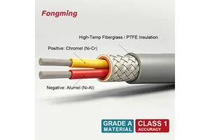 K Type Thermocouple Wire Fiberglass Insulated Sensor Cable With Stainless Steel Braid | K/J/T/E Available