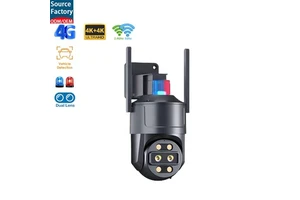 8MP 4K+4K Dual Lens 4G Sim Card Security Camera Outdoor AI Human Detection Auto Tracking PTZ Wireless Waterproof CCTV IP Camera