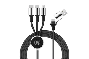 Custom Logo Promotional Data Cable Gift Set-1.2m Nylon Braided 3 2 Dual Input USB Type C Pure Copper LED Charging Cable