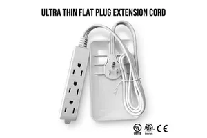 Wholesale Custom 3FT SJTW IEC Ultra Thin Flat Plug Extension Cord Wall Plate Power Strip For Home Office