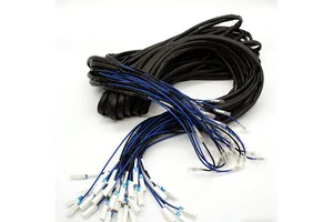Custom Black & Blue Dual-Color Wiring Harness with White Connectors & Pre-Insulated Terminals for Industrial & Applications