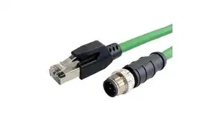 SHAN WEI Shielded M12 D-Coding to RJ45 Industrial Ethernet Cable Cat5e 4-Pin Male Profinet EtherCAT Patch Cord IP67 Waterproof