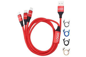 1.2M Custom Logo 3 in 1 Usb Cable Nylon Braided Wire Type c 8pin Micro Fast Charhing Cable for Mobile Gift