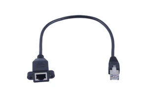 RJ45 PVC Cable Male to Female Screw Panel Mount Ethernet LAN Network 8 Pin Extension 30cm