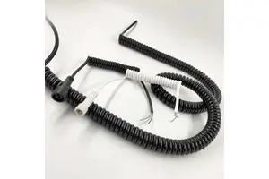 High Flex PUR Spiral Spring Cable Retractable Coiled Power Wire for Robotic Arm Automation Equipment