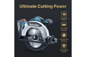 Mulinsen 21V Brushless 6"/7-1/2" Laser Guide German Blade Wood Cutting Machine CE Cordless Circular Saw