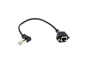 2025 RJ45 Cable Male to Female Screw Panel Mount Ethernet Network 8 Pin PVC Extension Cable 30cm