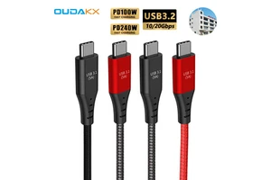 Factory 240W 100W USB 4 Custom Charging Cables 10/20Gbps USB C to C Braided Data Ladekabel for Laptop Power Bank Phone Charger